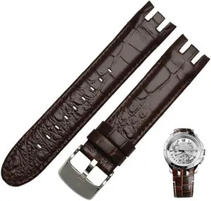 Swatch YRS403 412 402G watch band 21mm watchband men curved end watches strap gush myxoma patch discontent juvenile promotion Genuine Leather Watch Bracelet For 
