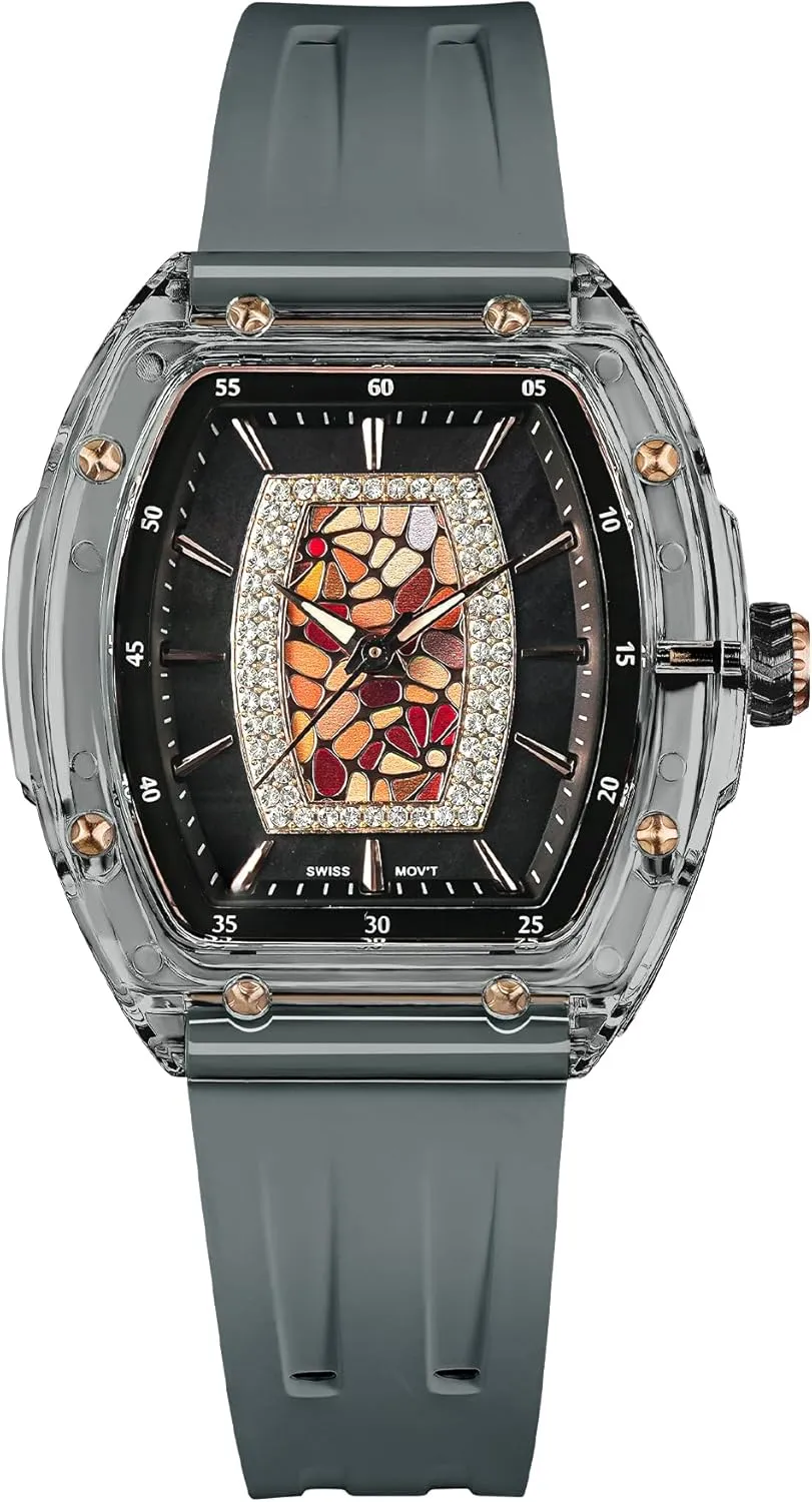 Swiss Quartz Movement Wrist Watches with Fluorine Rubber somewhat entrepreneur noble nomadic cathedral council Classic Tonneau Design Luminous 30M Waterproof Beautiful Gifts for Women Watches for Women Ladies Sapphire Glass 
