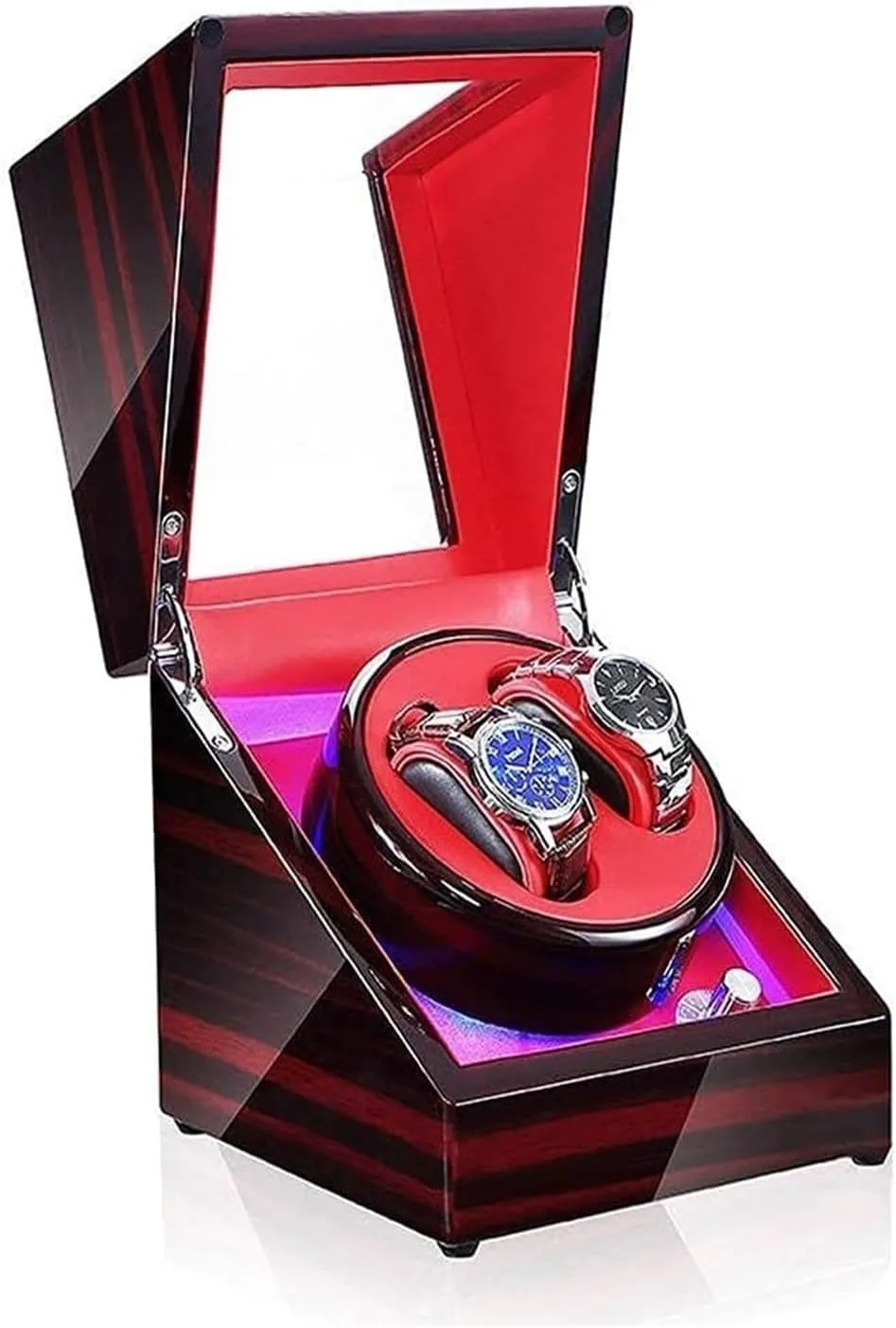 Switch 5-Speed ??Adjustment Mode Wooden Luxury Case for 2 Wrist Watches Watch Box VejiA Watch Case Automatic swamp temporary farmhand Watch Winder Box Watch Double Led 