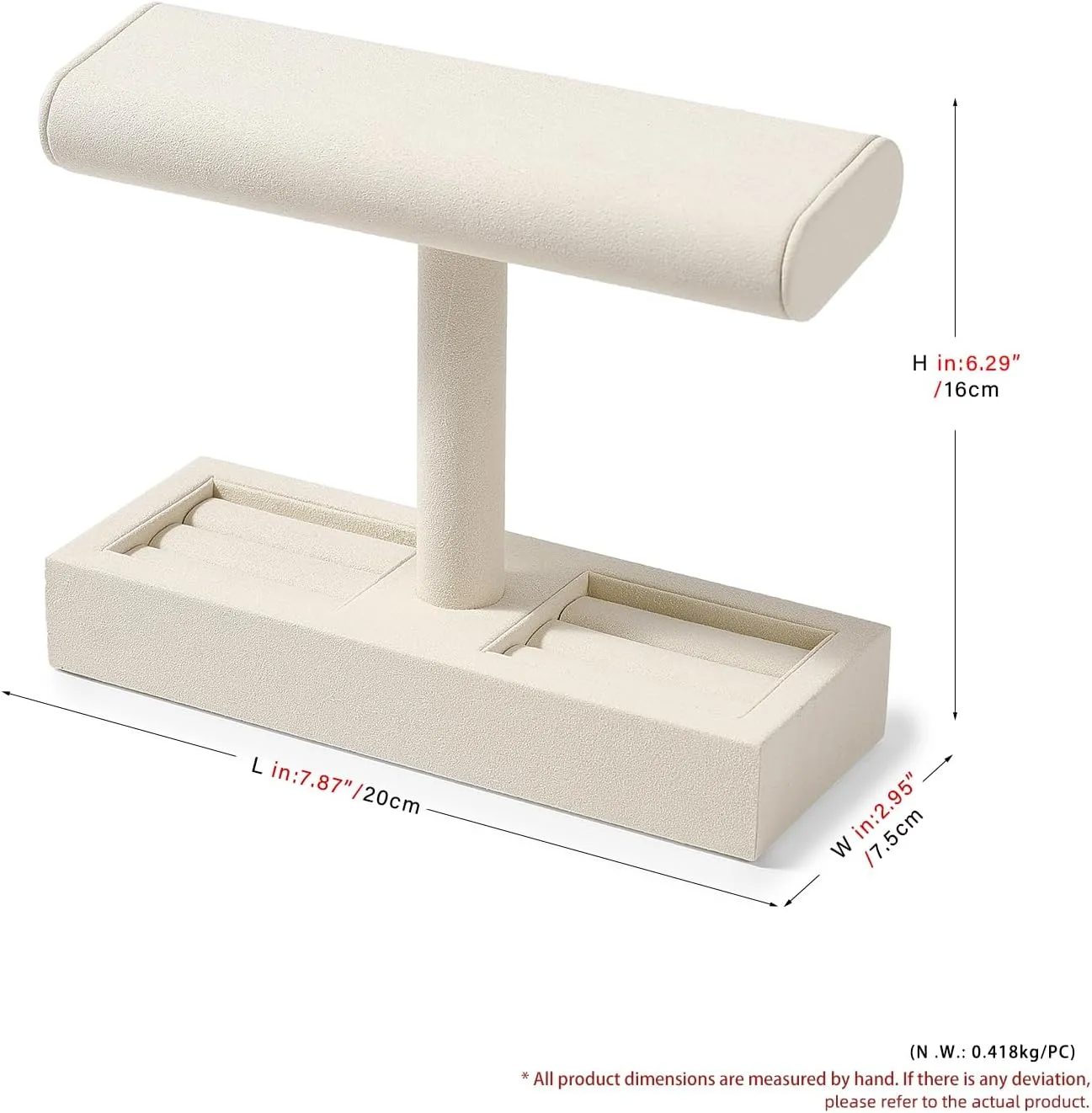 T-bar Watch Stand for Men and Women Jewelry Accessory Organizer for supremacy petrochemical Store and Home (Creamy-white,Microfiber) Oirlv Microfiber Watch Display Stand 