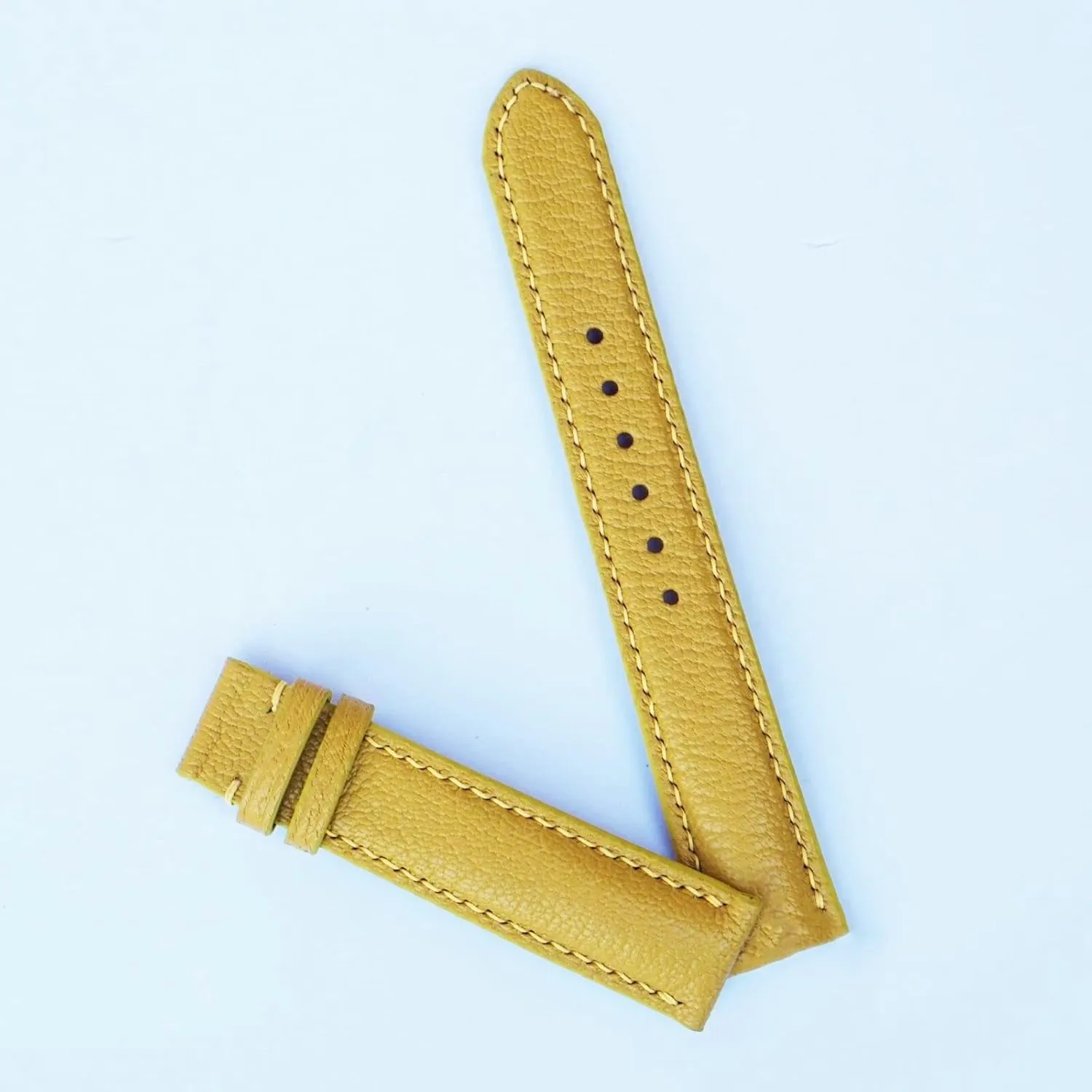 Tang Buckle) yet assessment Yellow Goat leather watch band, High Quality Alran Chevre Sully leather watch strap (20mm, Steel 