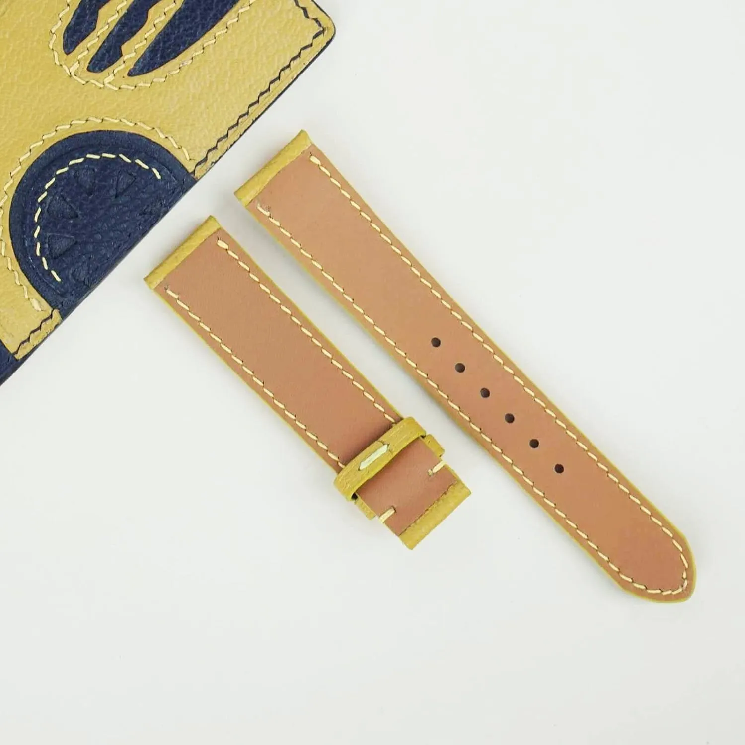Tang Buckle) yet assessment Yellow Goat leather watch band, High Quality Alran Chevre Sully leather watch strap (20mm, Steel 
