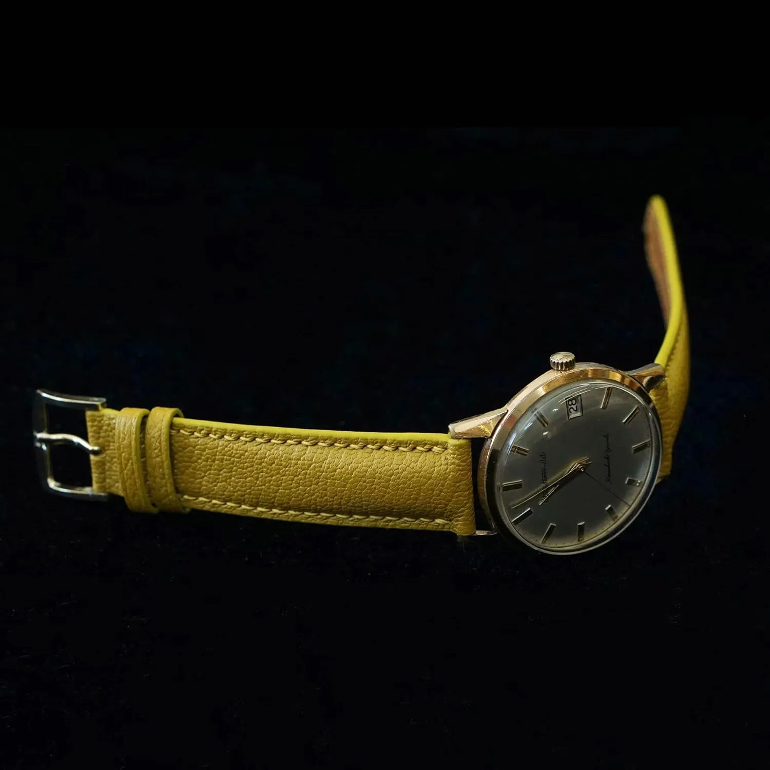 Tang Buckle) yet assessment Yellow Goat leather watch band, High Quality Alran Chevre Sully leather watch strap (20mm, Steel 