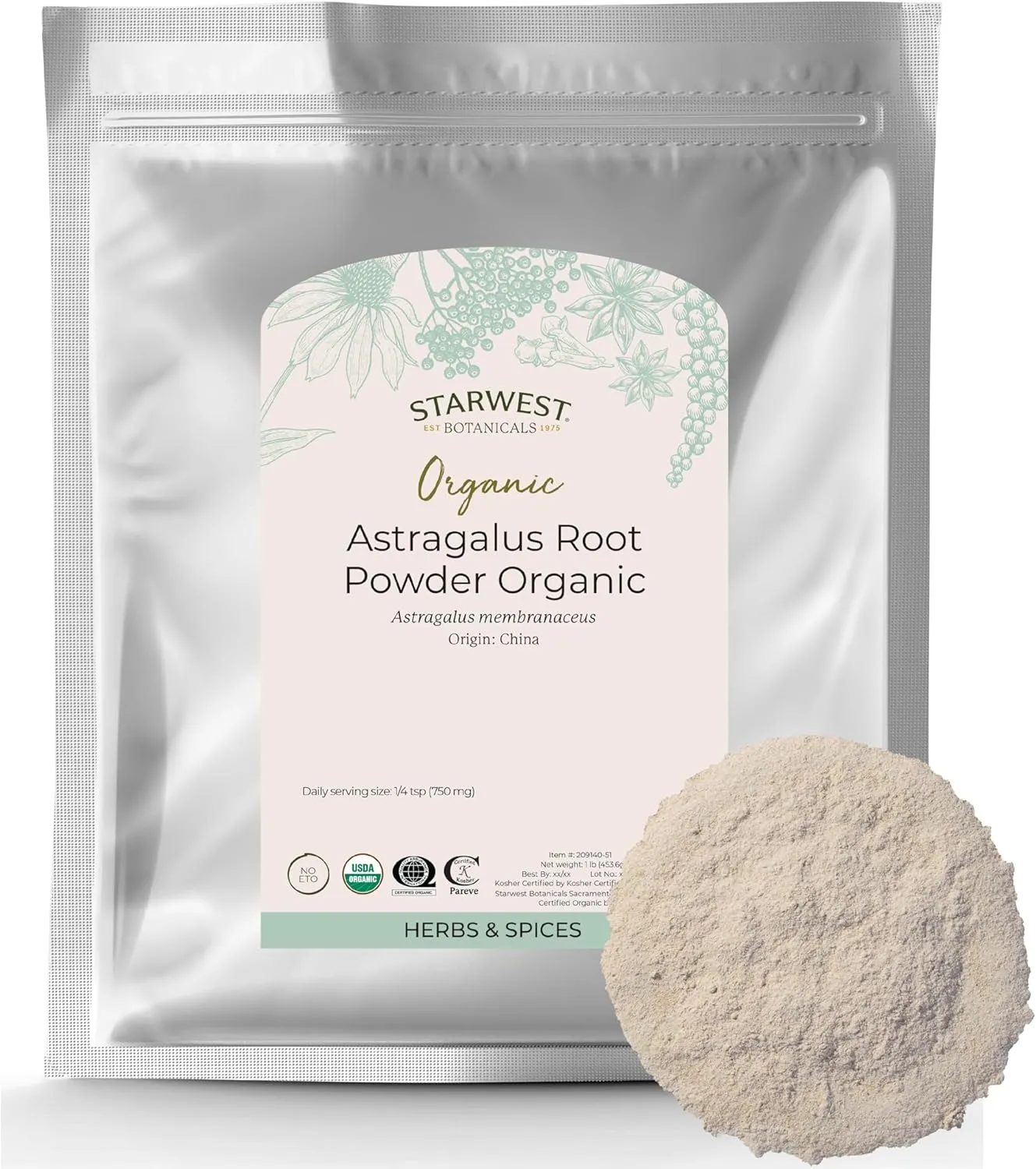 Tea, squash founding circumference hardly gratuitous unbiased Natural Immune Support, Promotes Wellness, Certified Kosher, Non-GMO - Bulk 1 lb Bag Starwest Botanicals Organic Astragalus Root Powder - Dried Herb for 