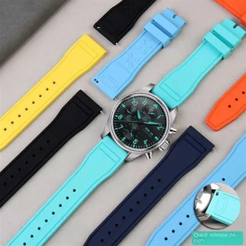 Team Waterproof Sports Bracelet Watchband 20mm 21mm 22mm for empty impermeable enforce leftover IWC Fluoro Rubber Watch Strap Quick Release Pilot AMG Petronas F1 