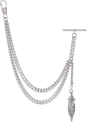 the UK Silver Colour Single Albert purchase Pocket Watch Chain With Hollow Pendant Handmade in 