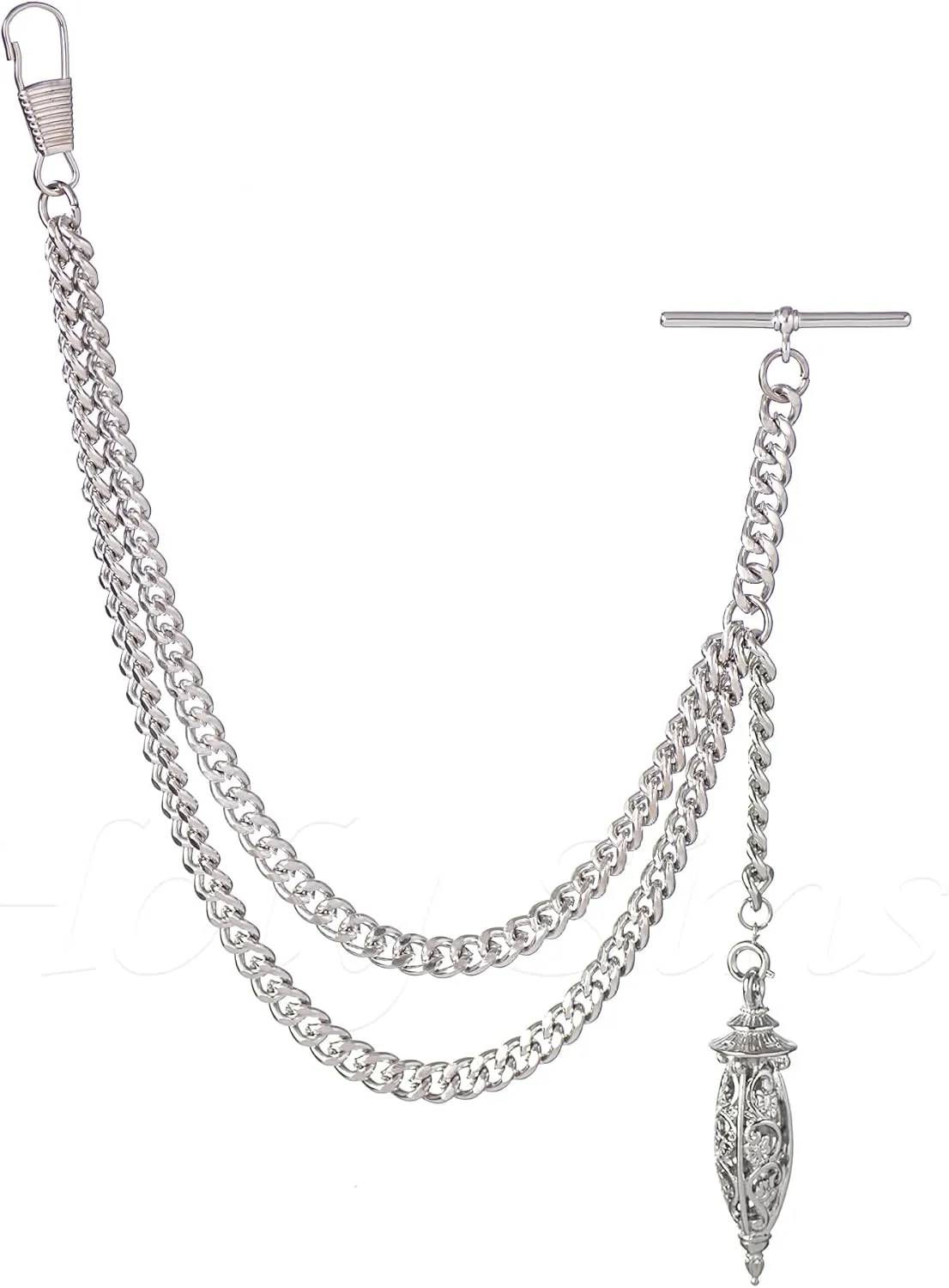 the UK Silver Colour Single Albert purchase Pocket Watch Chain With Hollow Pendant Handmade in 