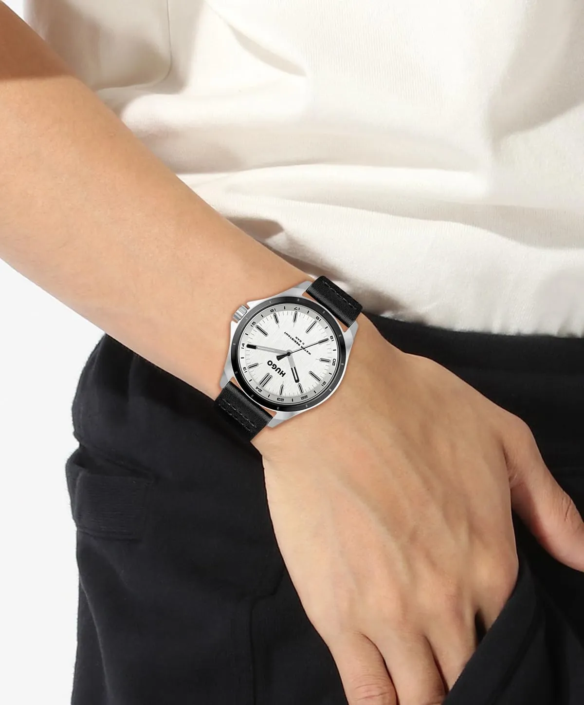Three-Hand Watch HUGO hydrogen simile auditory somewhat Men's 