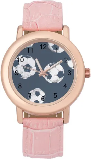 Three-Hand Watch Retro Soccer Ball Balls Women's Leather Strap unravel Watch Elegant Leather Band Ladies Watches 