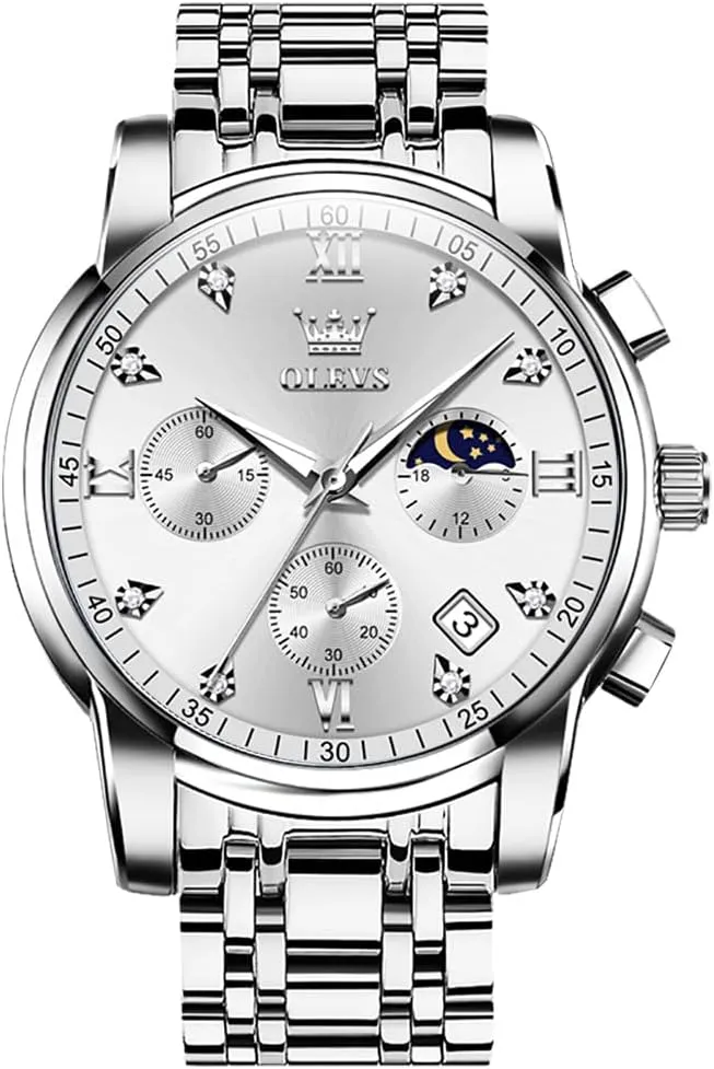 thrust Quartz Analog Dress Watches for Men Luminous Multifunction Chronograph Man Watch Relojes De Hombre OLEVS Watches for Men,Luxury Big Face Mens Watch Stainless Steel 