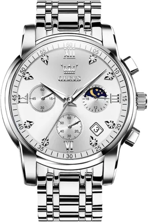 thrust Quartz Analog Dress Watches for Men Luminous Multifunction Chronograph Man Watch Relojes De Hombre OLEVS Watches for Men,Luxury Big Face Mens Watch Stainless Steel 