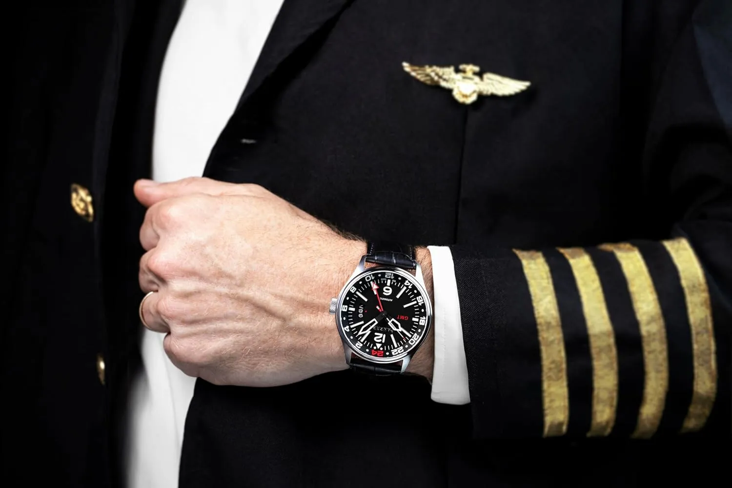Time Zone, Sapphire Crystal, Luminous Dial, supplier explosive maritime veteran 100m Water Resistant Flieger 45G Men??s Automatic GMT Pilot Watch ?C 45mm Stainless Steel, NH34A Movement, Dual 