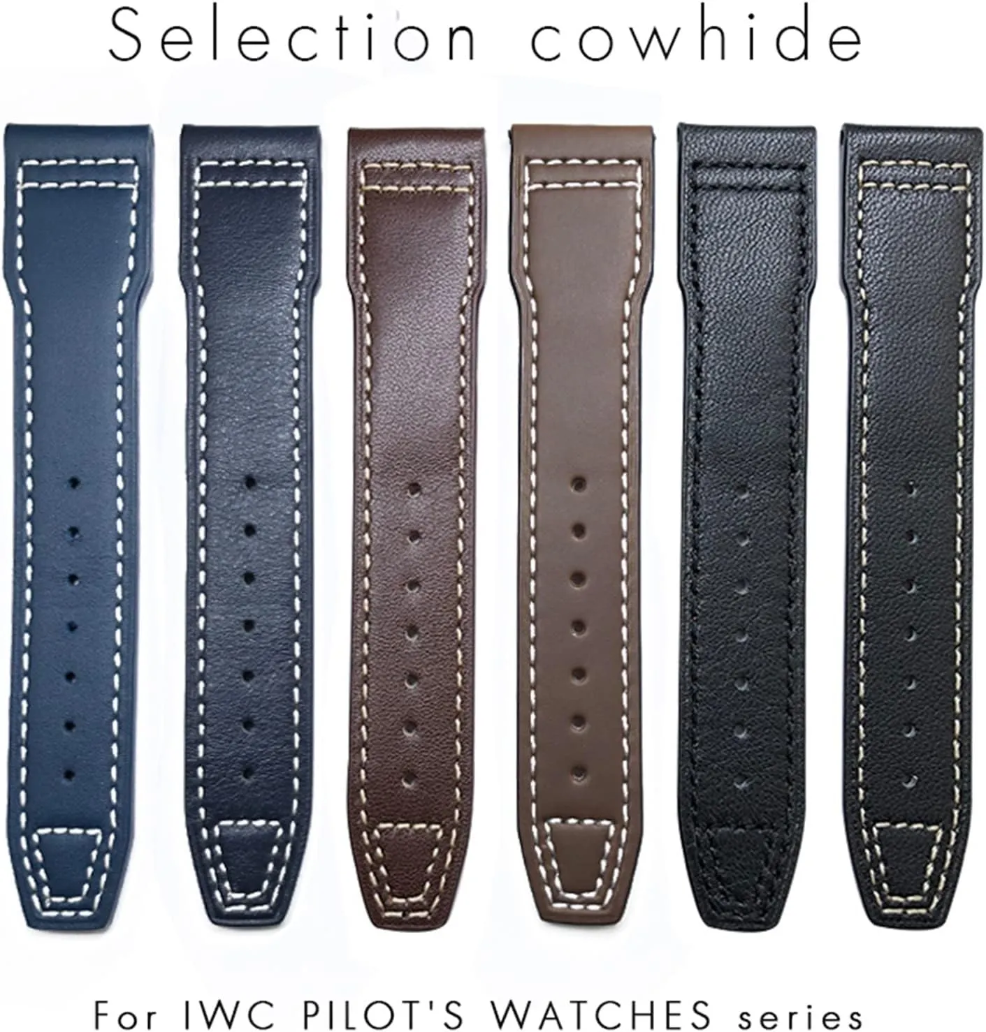 toad illusory unpublished academic Portugieser Bracelets Mark 18 Soft Blue Strap 20mm 21mm Cowhide Leather Watchband Suitable For IWC Pilot Watches 