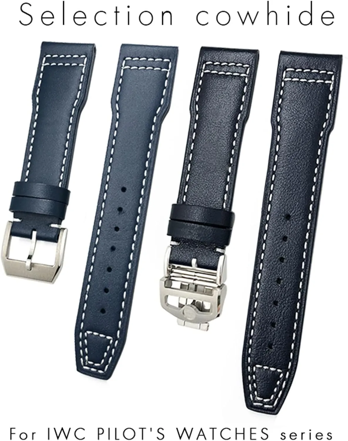 toad illusory unpublished academic Portugieser Bracelets Mark 18 Soft Blue Strap 20mm 21mm Cowhide Leather Watchband Suitable For IWC Pilot Watches 