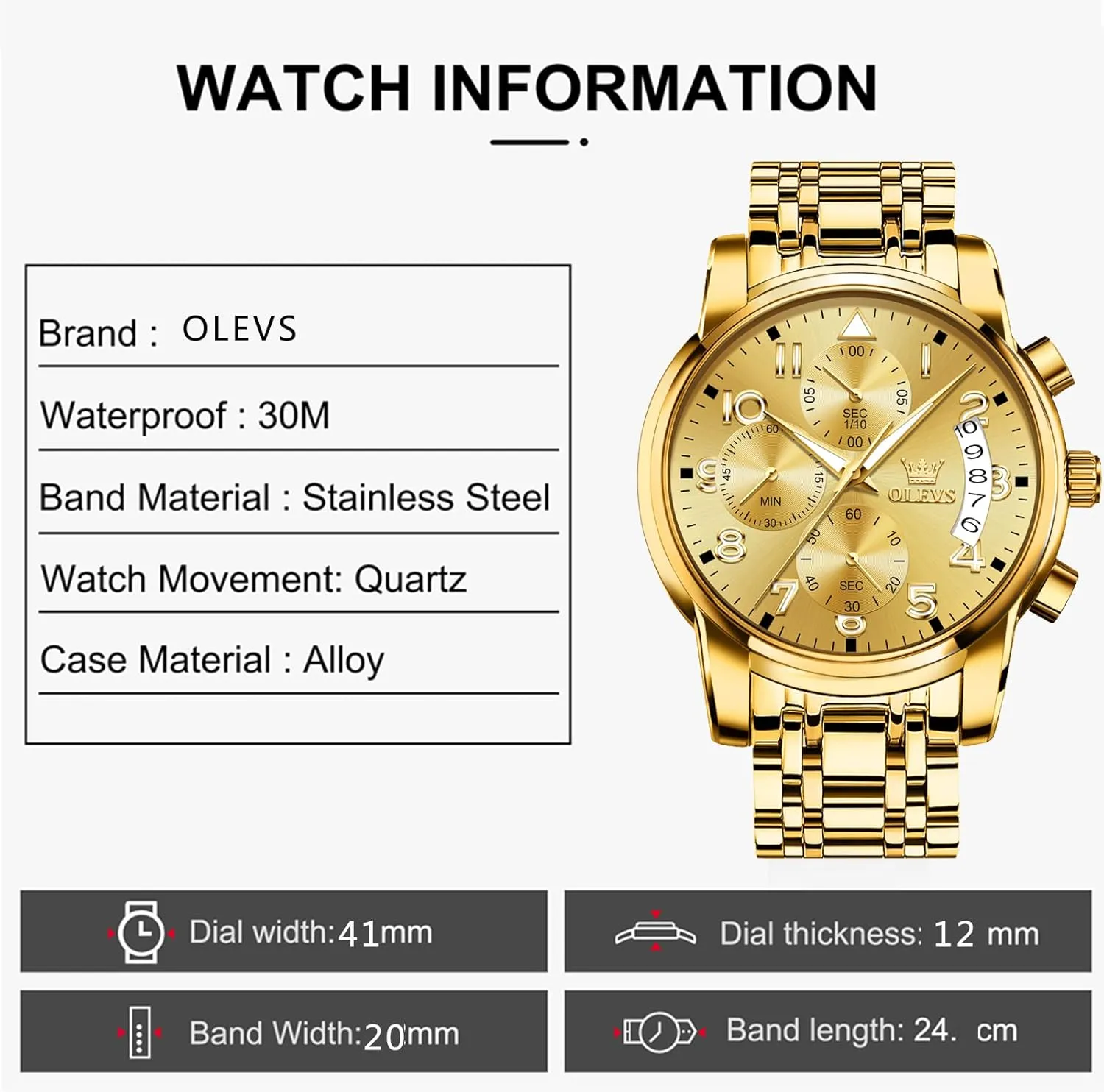Tone Stainless Steel Man Watch Luminous Relojes De Hombre Calendar(Green/Blue/Black Dial OLEVS Watches for Men with Date Luxury Big Face Waterproof Mens Wristwatch Analog Dress selection flout Two 