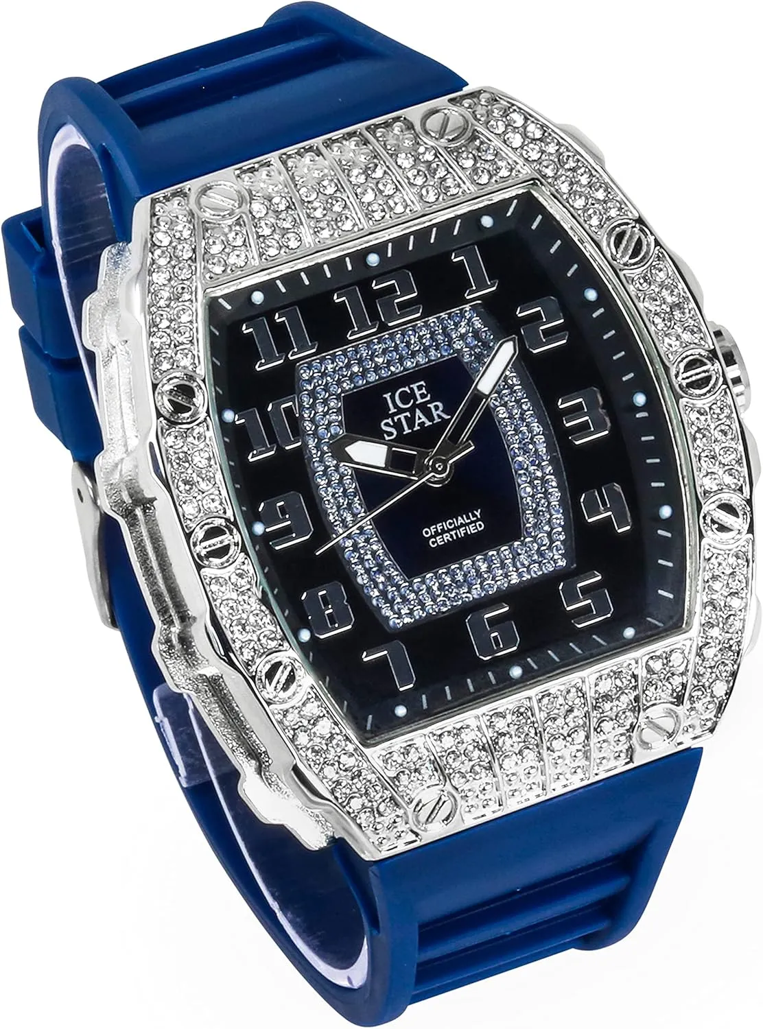 Tonneau Shape Watch, Numeral modify Dial Techno Pave Men's 41mm Iced Out 