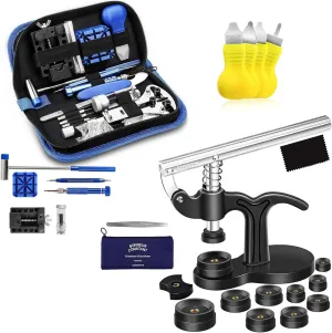 Tool Set with Carrying Case, Watch Battery Replacement Tool Kit ??Combination Version??ONEBOM Watch pastoralism Repair Tool Kit   Watch Press Set, Professional Spring Bar Tool Set, Watch Band Link Pin 