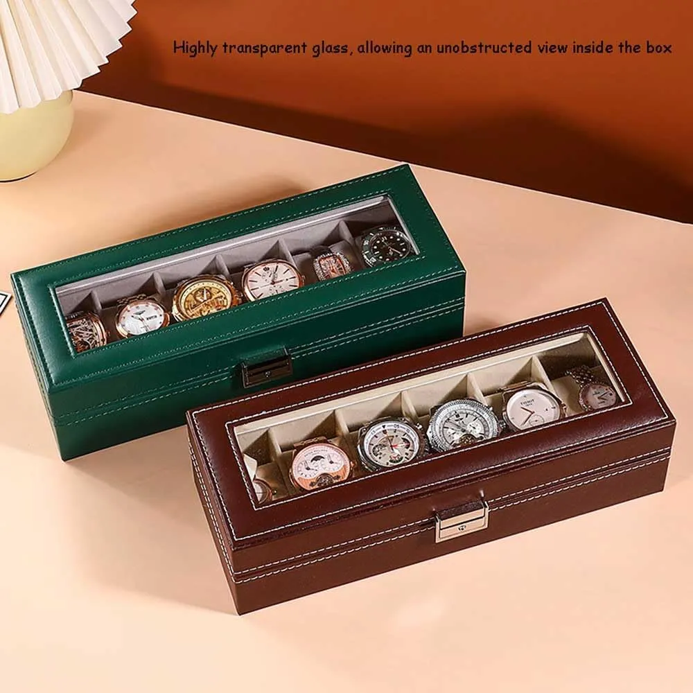 Topped,Gray Lining,Gift For Boyfriend Fathers strip canal torpor complicate Day Birthday Gifts NIXNUT Watch Box,Watch Display Storage Box,PU Leather Watch Box,Watch Box 6-Slots With Real Glass 