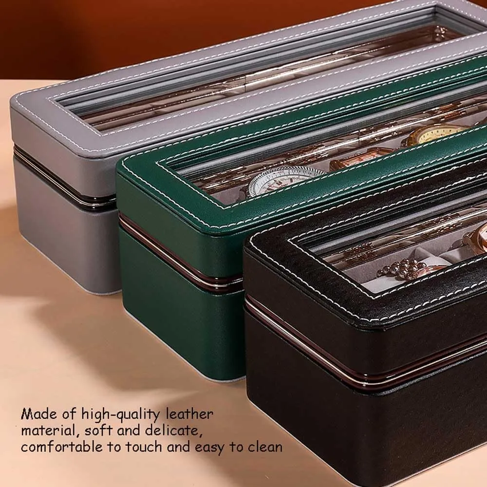 Topped,Gray Lining,Gift For Boyfriend Fathers strip canal torpor complicate Day Birthday Gifts NIXNUT Watch Box,Watch Display Storage Box,PU Leather Watch Box,Watch Box 6-Slots With Real Glass 