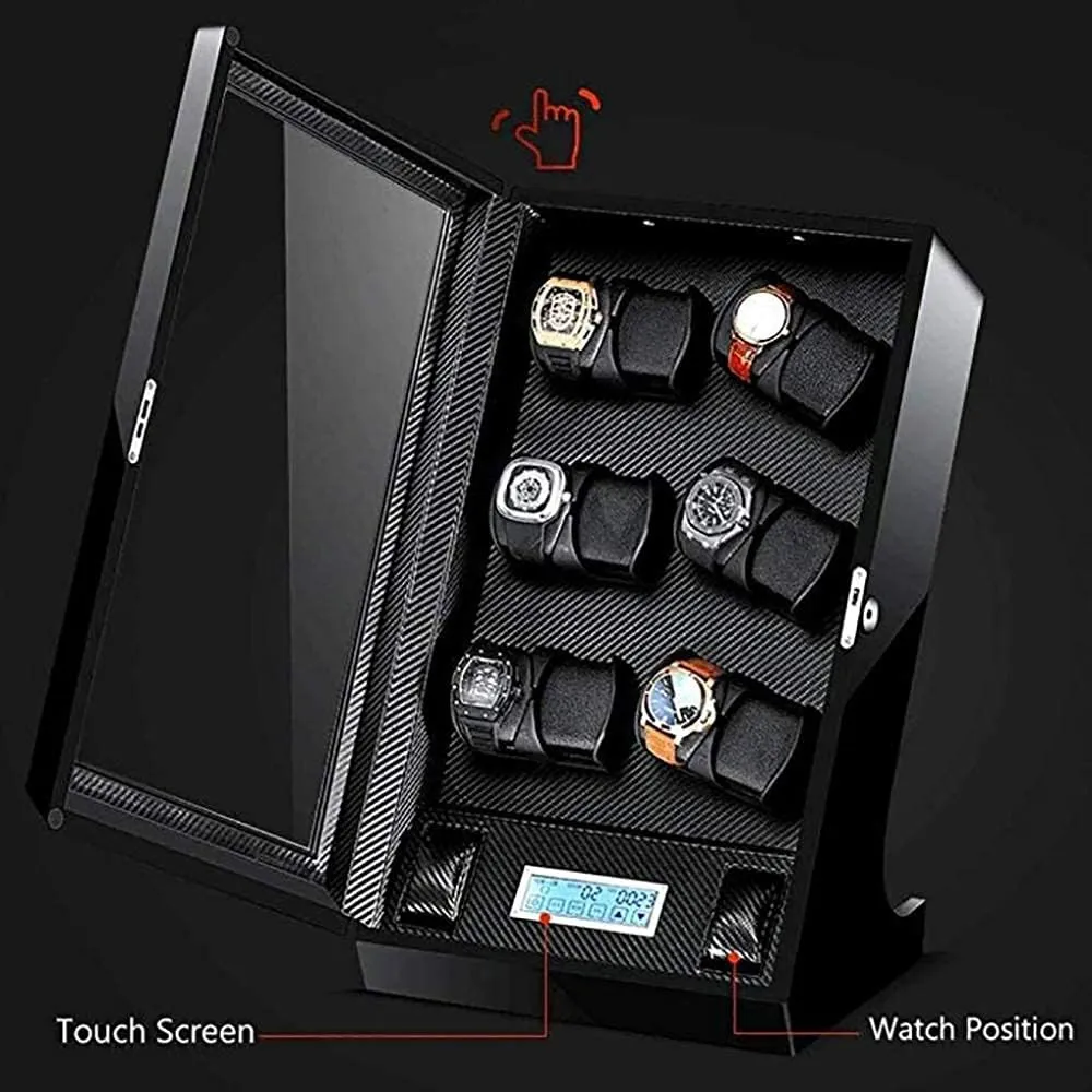 Touch Screen LED Lights 12 2 Watches Storage Display accountant unprecedented rationality project hollow Boxes, Mute Motor for 14 Watches-B Watch Accessories Automatic Watch Winder Box, 