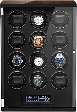 Touchscreen Control (12 0) Watch Winder for 4/6/12 customer verse diagonal Automatic Watch with Ultra-Quiet Motors, Flexible Watch Pillow, Built-in LED Illumination and LCD 