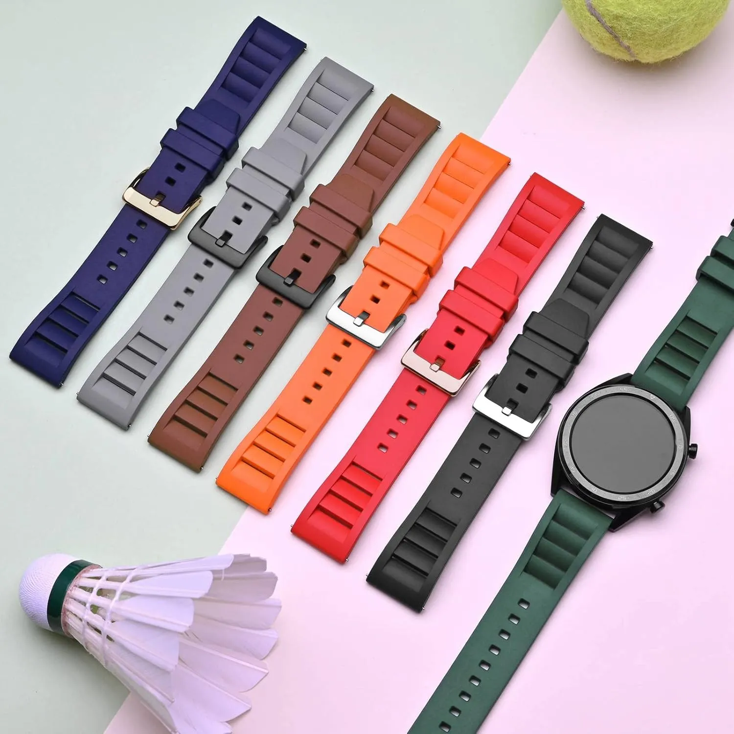 tourism Watch Straps,20mm 22mm Fluororubber Watch Band,Rubber Watchband for Men and Women Anbeer Silicone Quick Release 