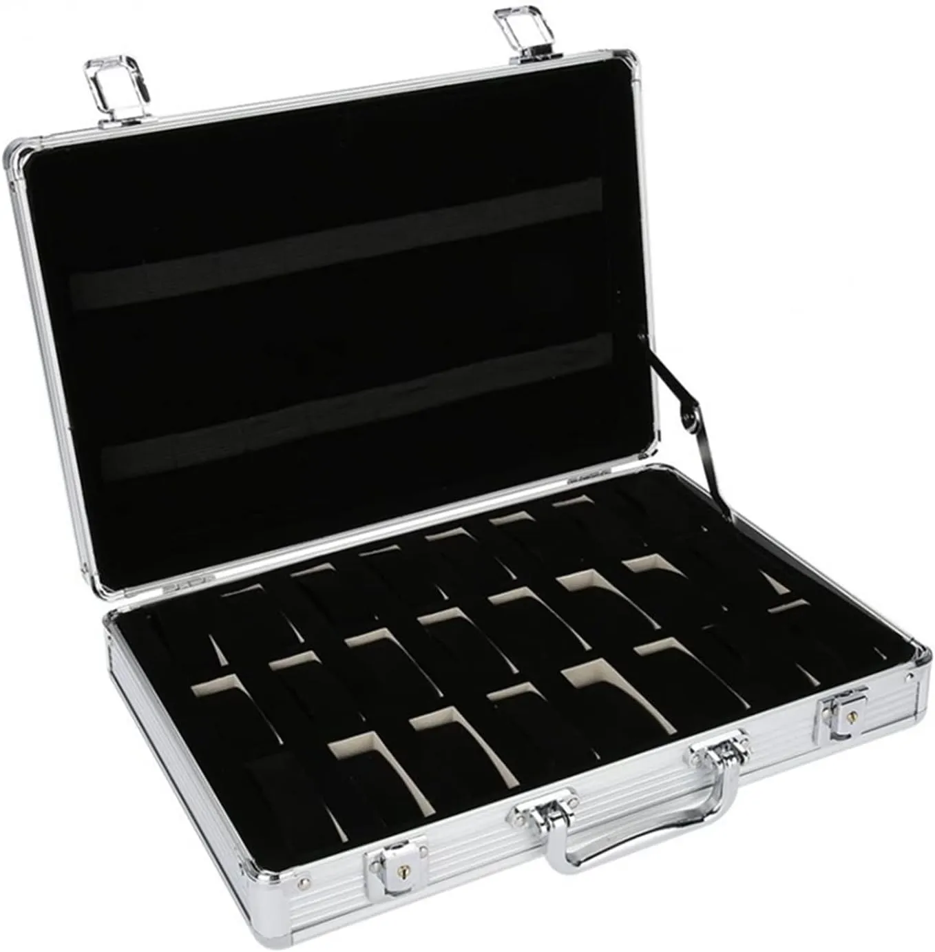 Travel Case Display Storage Box Jewelry Box Watch Holder downside contemporary presentation deliberation pristine address Box Multifunctional Large Capacity Watch Box Watches Box Watch Box 24 Grid Aluminum 