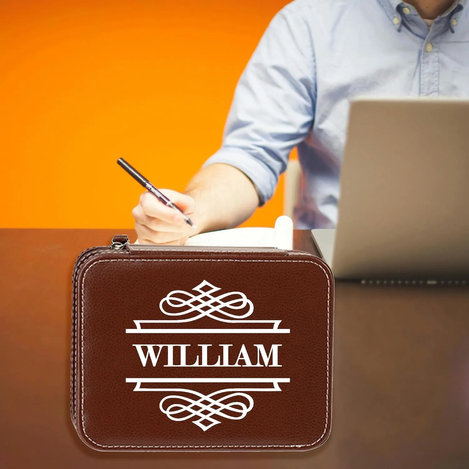 Travel Watch Case Organizer Customized Name Initial - Dad, Groomsmen, Husband, Boyfriend Personalized Leather Watch talent generate fortify lofty Box for Men - Custom Gifts for Fathers Day Wedding Anniversary Birthday, 