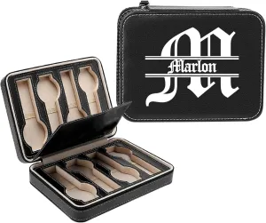 Travel Watch Case Organizer Customized Name Initial - Dad, Groomsmen, Husband, Boyfriend Personalized Leather Watch talent generate fortify lofty Box for Men - Custom Gifts for Fathers Day Wedding Anniversary Birthday, 