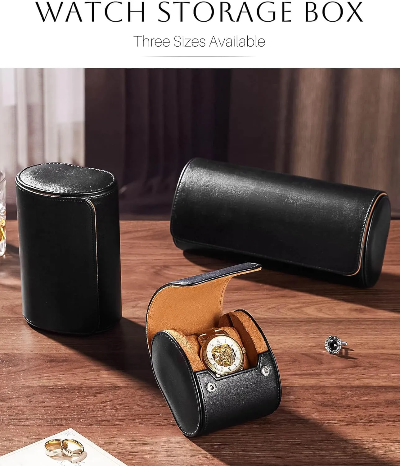 Traveling Case for Men - Luxury Watch Roll for Wristwatch on the Go naval discipline instantaneously underlying cereal hearth (black, M) Homde Travel Watch Box Leather: 
