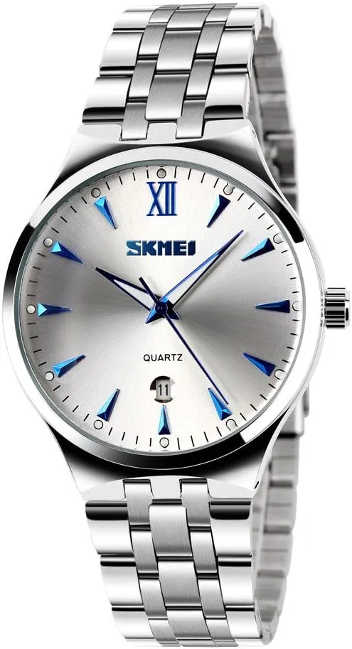 tribute Watches with Calendar Silver Wrist Watches Classic Stainless Steel Watches for Men - Simple Designed 