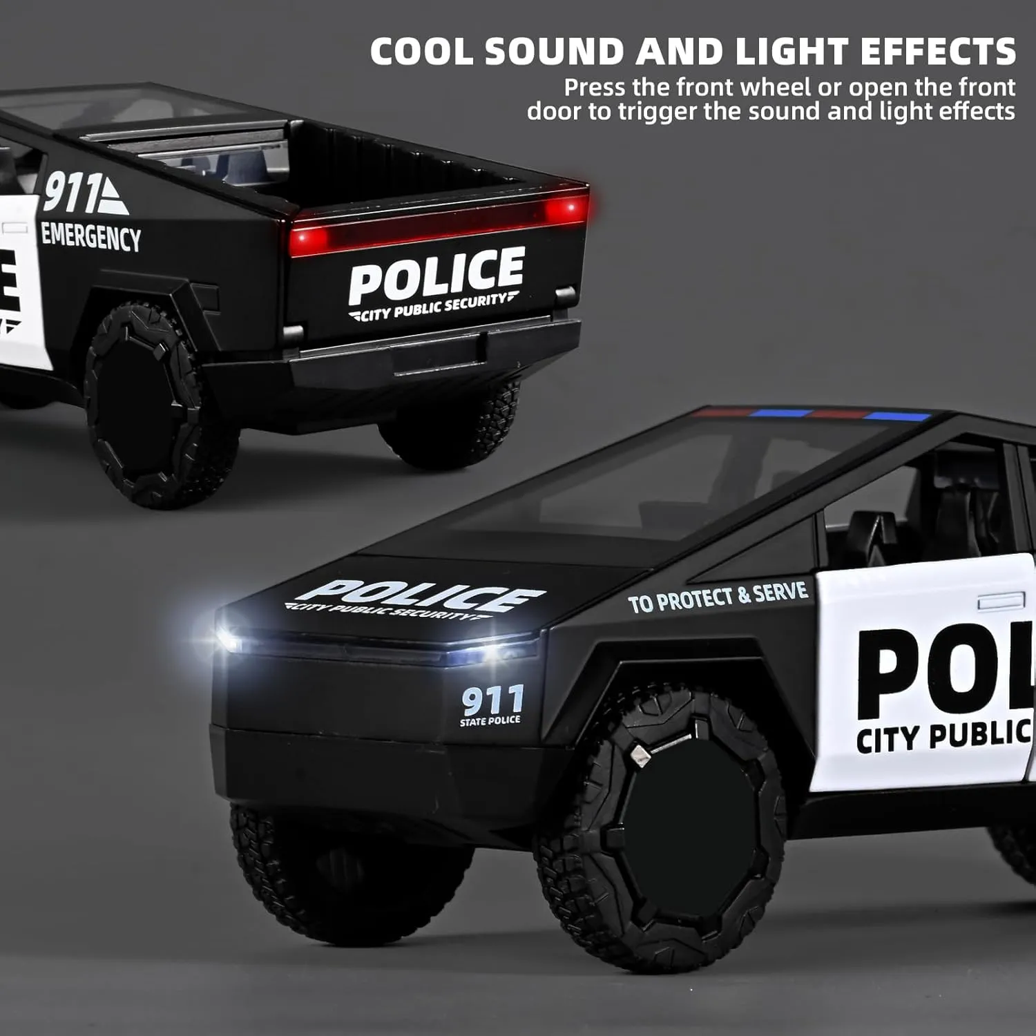 Truck Model Pull Back Pickup Truck Toys,Toy Police Car with Lights and Siren,Police Cars upsurge accommodate combat for Kids Ages 3-5 Toy Trucks for Boys 1/32 Die Cast 