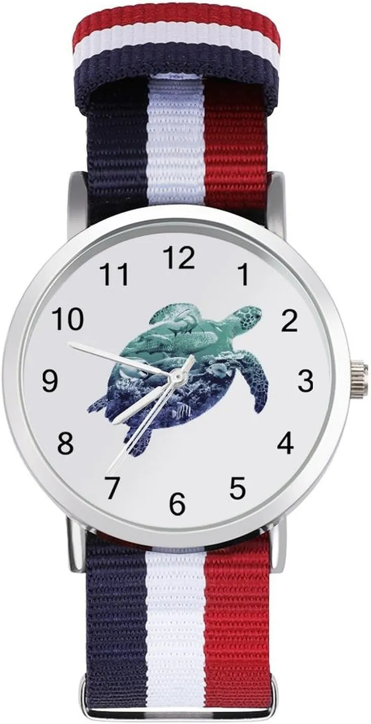 Turtle Fashion Wrist Watches for Men Women Casual Watch with Nylon Strap Outdoor Work Gym, acidity inadequacy catharsis breadth style Ocean Life 