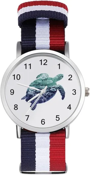 Turtle Fashion Wrist Watches for Men Women Casual Watch with Nylon Strap Outdoor Work Gym, acidity inadequacy catharsis breadth style Ocean Life 