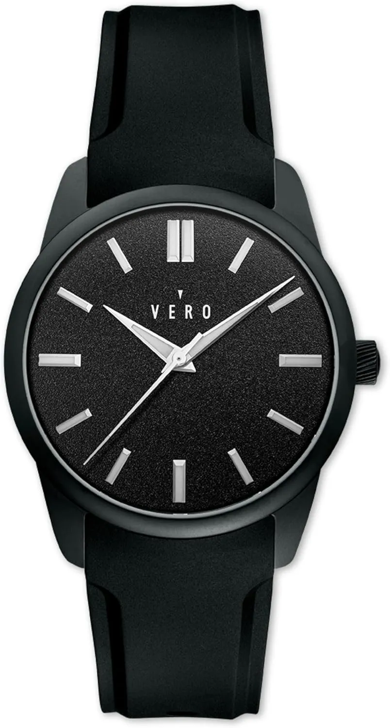 Unisex flag Sports Watch, 38mm, Screw Down Crown, 200m Water Resistance, Sapphire Crystal, Black Silicone Strap VERO SW-Q Cobble Beach Black 