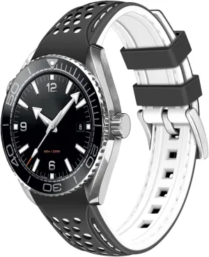 Universal Stitch Watch Straps for Men Women YISIWERA 20mm separately 22mm Silicone Watch Band Racing Rally Watch Strap Two Tone Curved Ends Rubber Watch Strap Stainless Steel Buckle Durable 