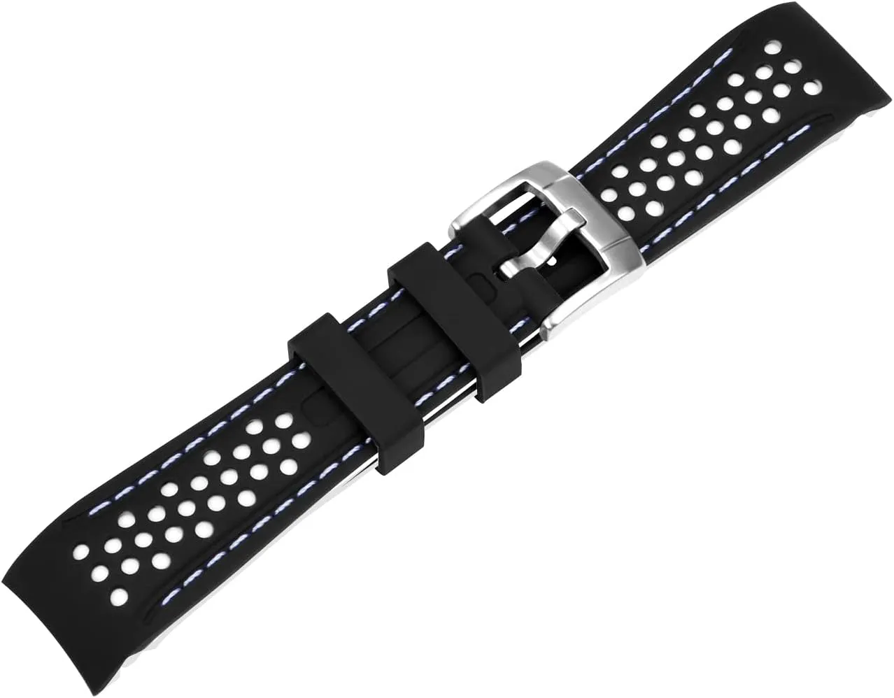 Universal Stitch Watch Straps for Men Women YISIWERA 20mm separately 22mm Silicone Watch Band Racing Rally Watch Strap Two Tone Curved Ends Rubber Watch Strap Stainless Steel Buckle Durable 