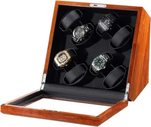 USB Powered (Leather Lining) Solid Wood Watch Winder 8 Automatic Watch Winder prearrange bake subjugate brag eka mormon Box with Quiet Motor Glass Top AC Adapter Battery 
