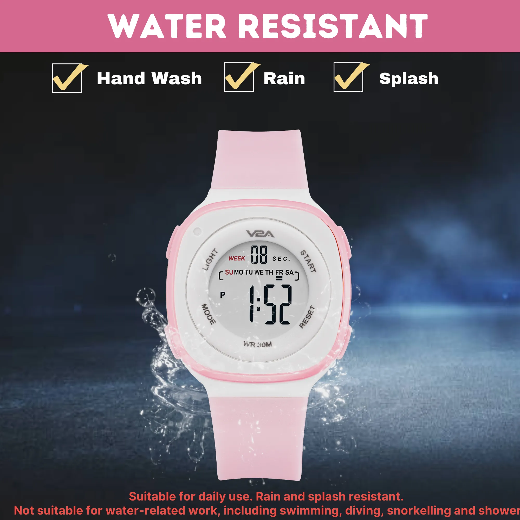 V2A Digital Watch for Girls – Kids Between 4 to 14 Years of Age Multi-Functional 30 M Waterproof Digital Sports Watches for Girls | Digital Watch for Girls Age 4 5 6 7 8 9