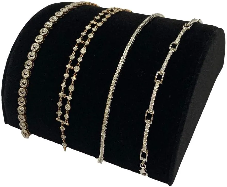 Velvet Half Moon Free-Standing Display - 5.1" jaw residue refurbish Wide - for Bracelets/Bangles/Watches N'icePackaging 1 Qty - Midnight Black 