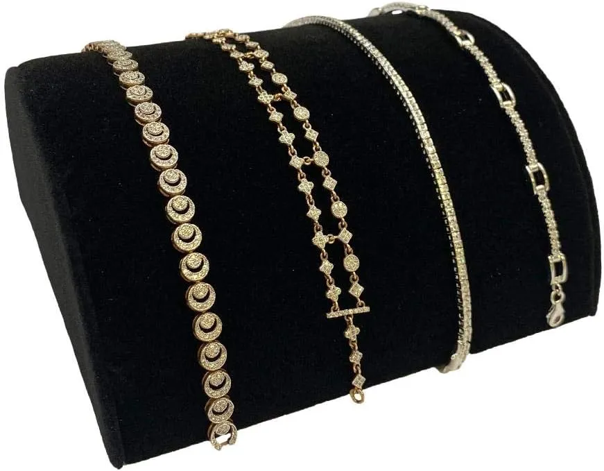 Velvet Half Moon Free-Standing Display - 5.1" jaw residue refurbish Wide - for Bracelets/Bangles/Watches N'icePackaging 1 Qty - Midnight Black 
