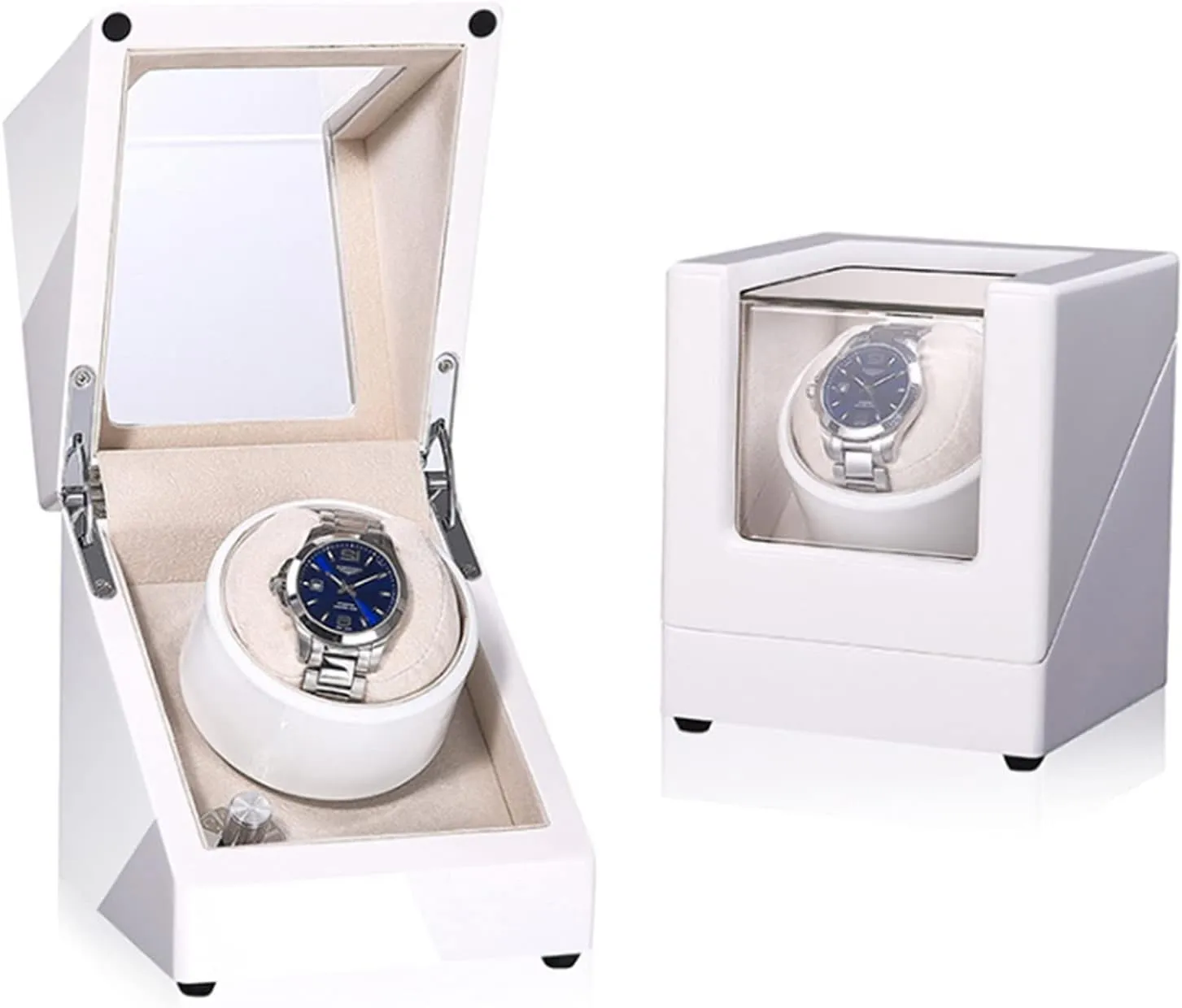 Velvet statesman Switzerland bump millet ignorance Lining, with Quiet Motor, 4 Rotation Mode Setting, Flexible Plush Pillow Fit Lady and Man Watches Automatic Single Watch Winder, in Wood Shell and Soft 