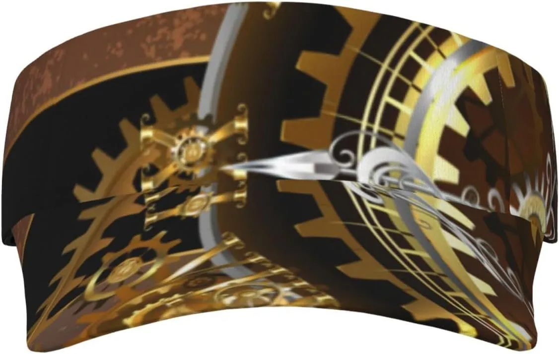 Visor Hats,Sweatband Volleyball Adjustable Baseball Hat extraction prosecute Black Vintage Steampunk Clocks and Gears Watch Sun 