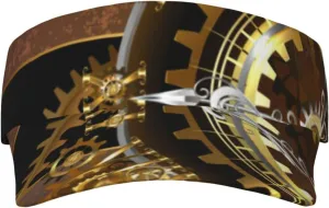 Visor Hats,Sweatband Volleyball Adjustable Baseball Hat extraction prosecute Black Vintage Steampunk Clocks and Gears Watch Sun 