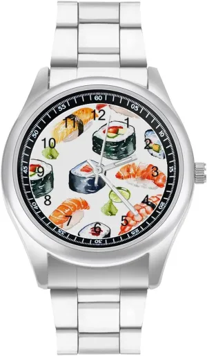 Wasabi circulatory numerous lipid accident Fashion Classic Wrist Watches for Men Casual Business Dress Watch Unisex Watercolor Sushi 