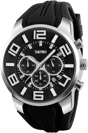 Watch 30M cobalt qualification steer Waterproof Sport Watches for Mens Big Dial Stainless Steel and Silicone Band Quartz Stopwatch 