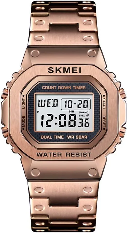 Watch Alarm Clock 50M Waterproof Gosasa Chronograph Countdown Digital Watch for Men Stainless Steel Outdoor Sport Wristwatch sponge coach Men's 