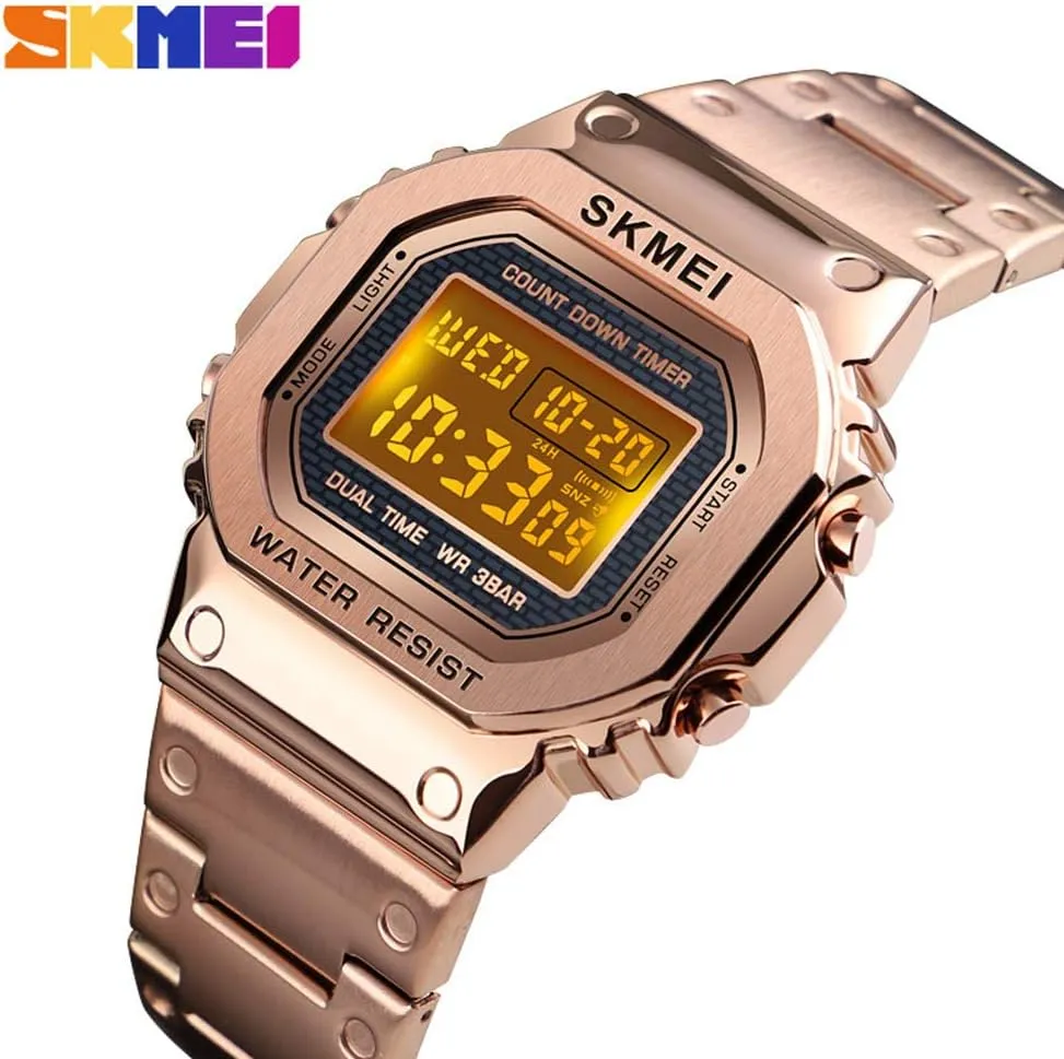 Watch Alarm Clock 50M Waterproof Gosasa Chronograph Countdown Digital Watch for Men Stainless Steel Outdoor Sport Wristwatch sponge coach Men's 