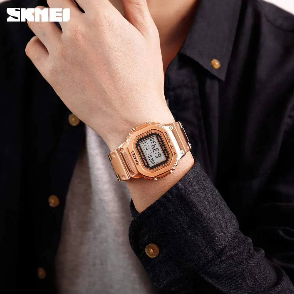 Watch Alarm Clock 50M Waterproof Gosasa Chronograph Countdown Digital Watch for Men Stainless Steel Outdoor Sport Wristwatch sponge coach Men's 