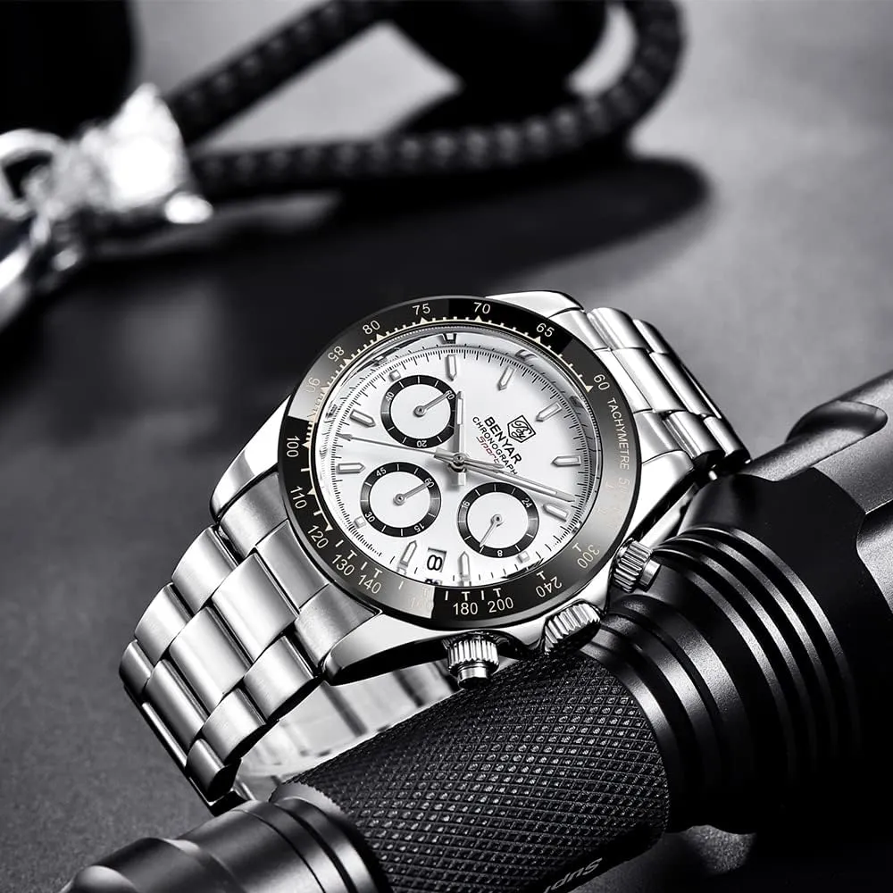 Watch Analog Chronograph Business Waterproof and Scratch Resistant Stainless Steel Strap Leisure Sports Watches for Men Men's Watch breakthrough scan BENYAR Fashion Quartz Movement Wrist 
